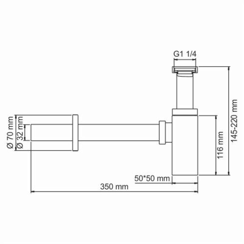 Сифон для раковины WasserKraft A169, цвет - черный