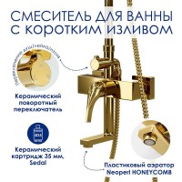 Душевая система WasserKRAFT, с изливом, цвет золото глянцевое, A171.256.207.PG