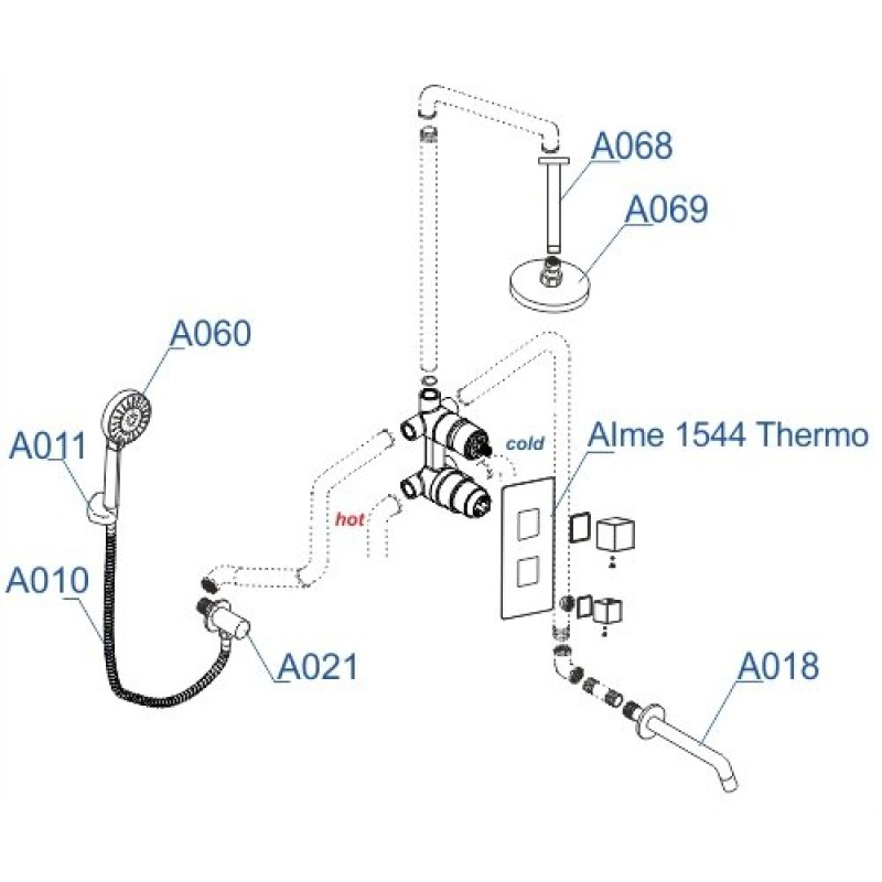 Душевая система WasserKRAFT АIme A171568 Thermo, термостатическая, хром