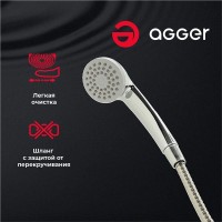 Смеситель Agger Retro-X A1722200 для ванны и душа, с душевым гарнитуром, хром