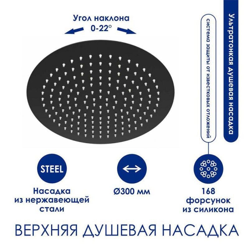Душевая система WasserKRAFT, цвет - черный матовый, A174.160.078.CB