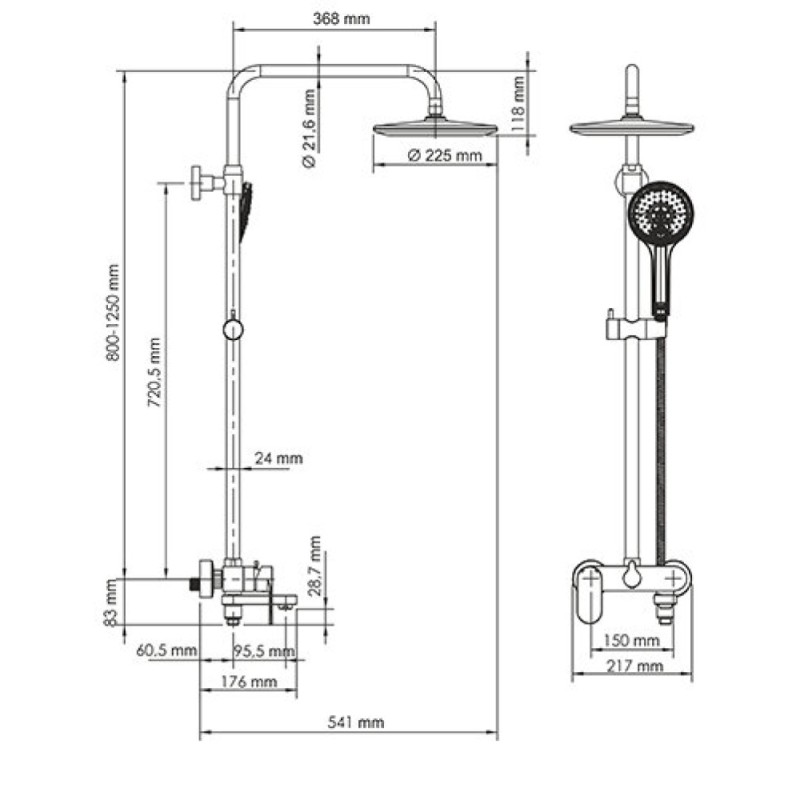 Душевая система WasserKRAFT A17401, покрытие Soft-touch