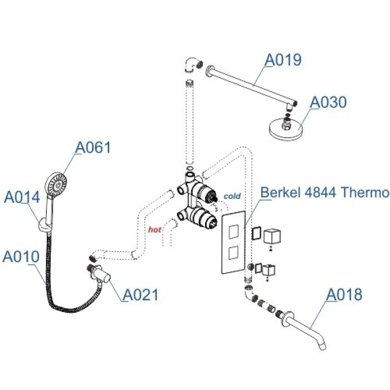 Душевая система WasserKRAFT Berkel A174819 Thermo, термостатическая, хром