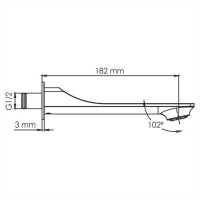 Излив для ванны WasserKRAFT A176, настенный, 18 см, оружейная сталь