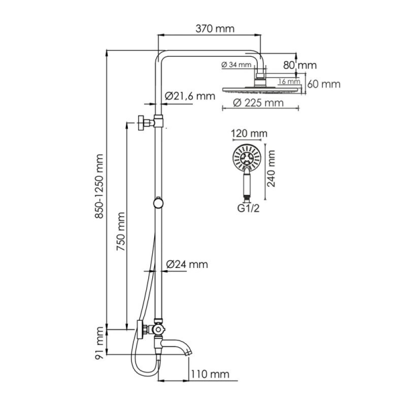 Душевая система WasserKRAFT, цвет - белый матовый, A188.067.058WM Thermo