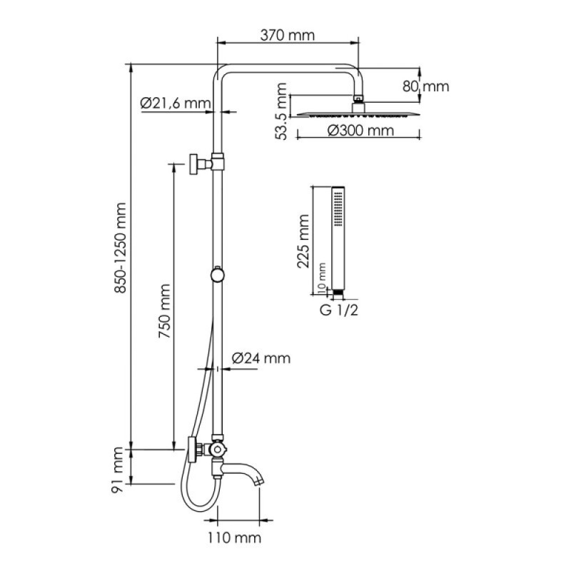 Душевая система WasserKRAFT, цвет - хром, A188.116.137.087.CH Thermo
