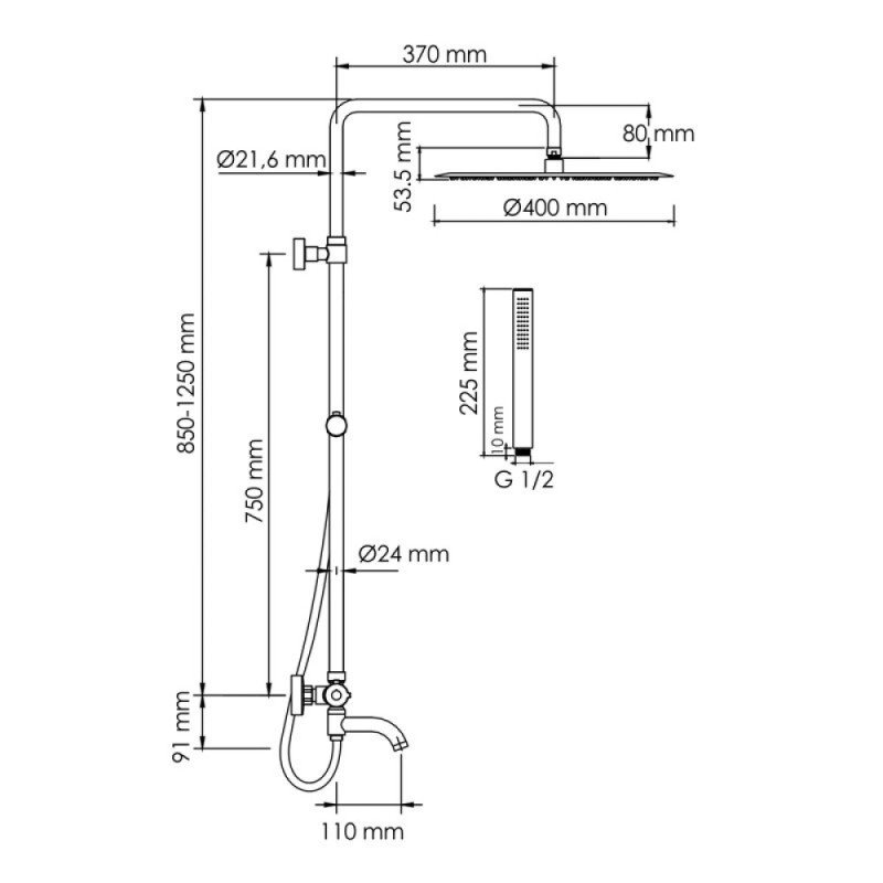 Душевая система WasserKRAFT, цвет - хром, A188.117.137.087.CH Thermo