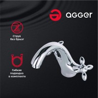 Смеситель Agger Retro A1902100 для раковины, без донного клапана, хром