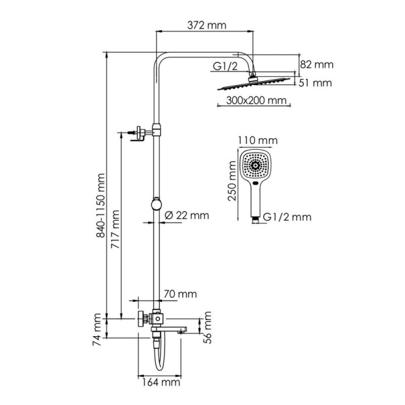 Душевая система WasserKRAFT, цвет - хром, A199.069.065.087.CH Thermo