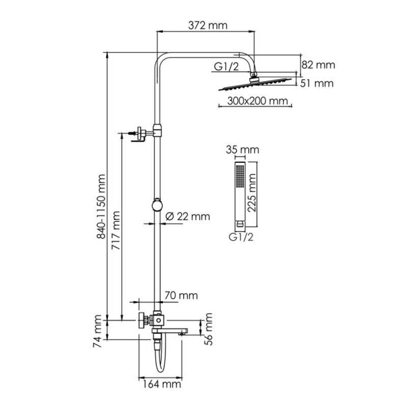 Душевая система WasserKRAFT, цвет - хром, A199.069.103.087.CH Thermo