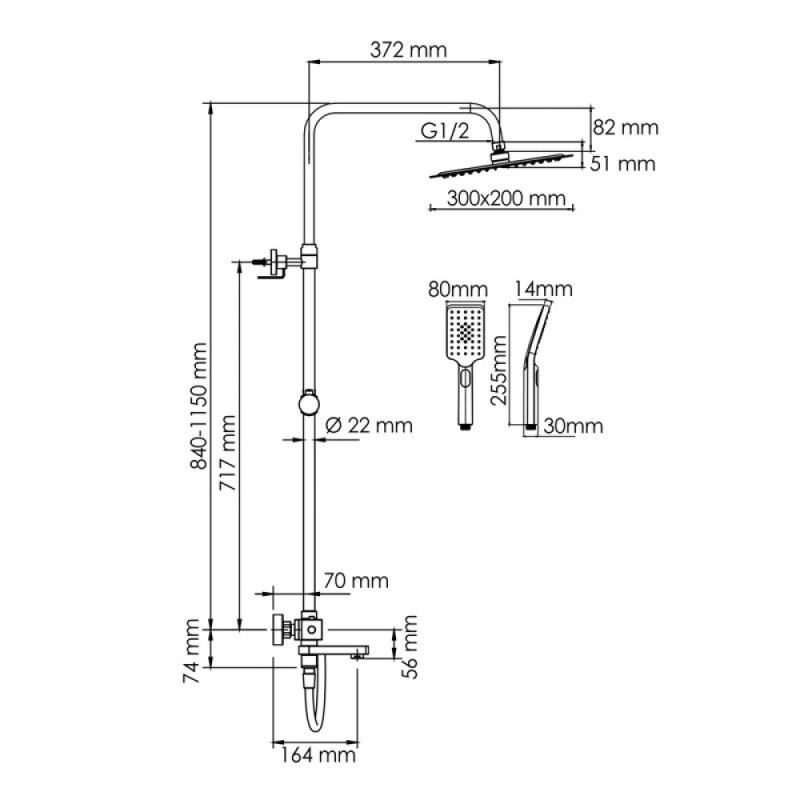 Душевая система WasserKRAFT, цвет - хром, A199.069.126.087.CH Thermo