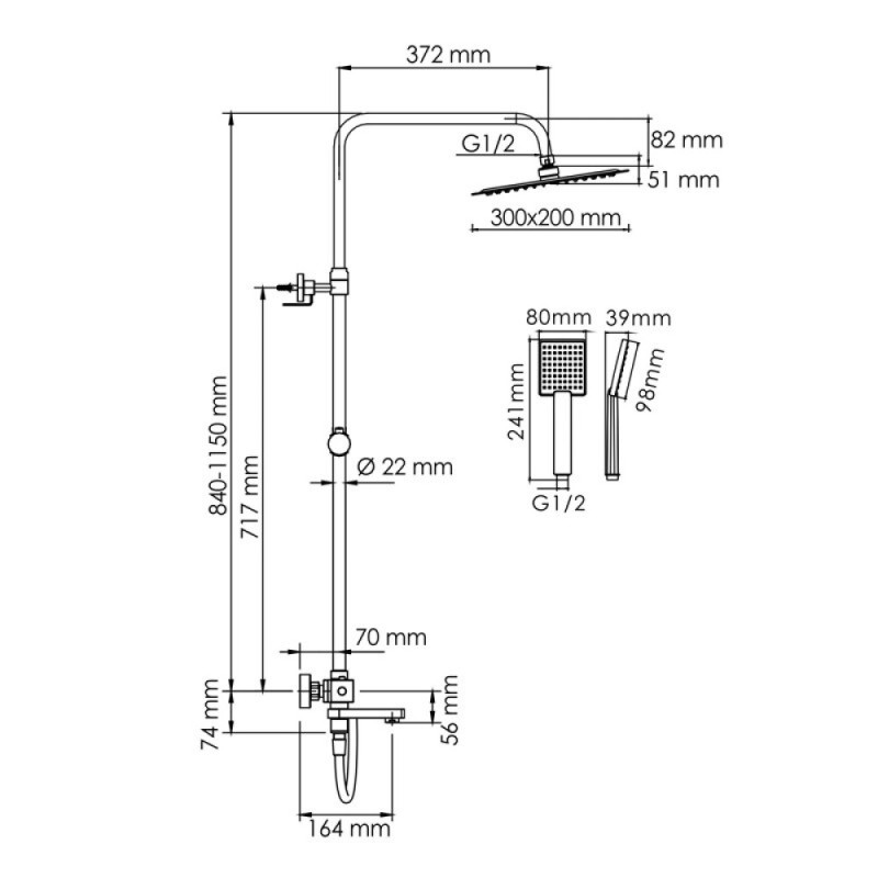 Душевая система WasserKRAFT, цвет - хром, A199.069.141.087.CH Thermo