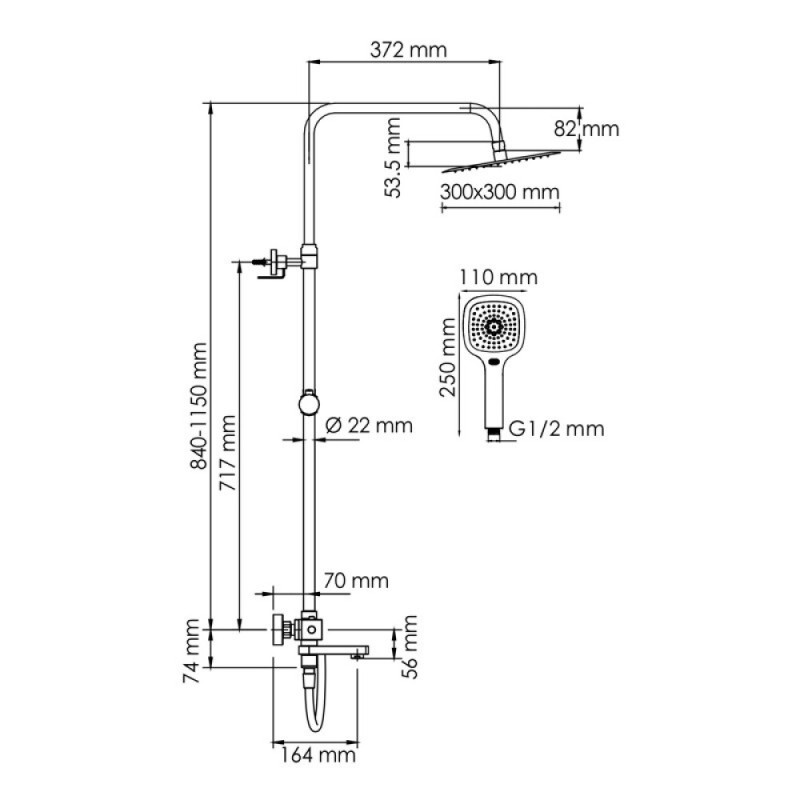 Душевая система WasserKRAFT, цвет - хром, A199.118.065.087.CH Thermo