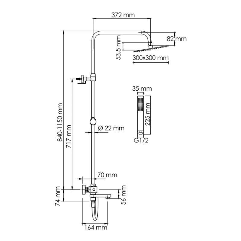 Душевая система WasserKRAFT, цвет - хром, A199.118.103.087.CH Thermo