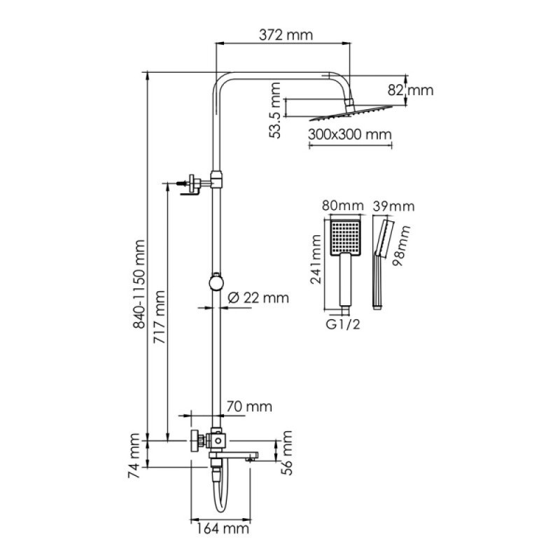 Душевая система WasserKRAFT, цвет - хром, A199.118.141.087.CH Thermo