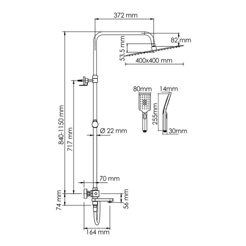 Душевая система WasserKRAFT, цвет - хром, A199.119.103.087.CH Thermo