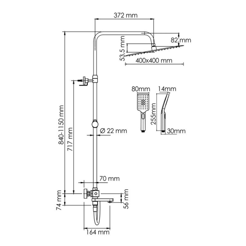 Душевая система WasserKRAFT, цвет - хром, A199.119.126.087.CH Thermo