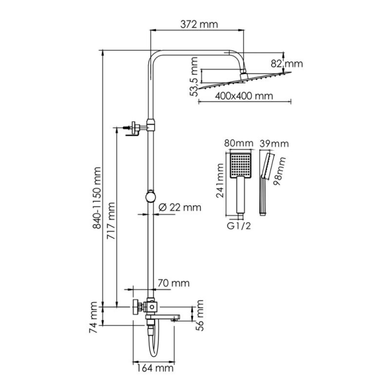Душевая система WasserKRAFT, цвет - хром, A199.119.141.087.CH Thermo