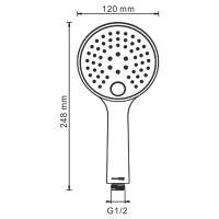 Душевая лейка WasserKRAFT, 3 типа струи, PVD-покрытие глянцевое золото, A207