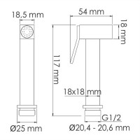 Гигиенический душ с фиксатором WasserKRAFT A215, PVD-покрытие вороненая сталь, gunmetal