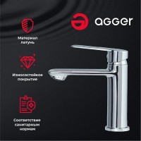 Смеситель Agger Clean A2402100 для раковины, без донного клапана, хром