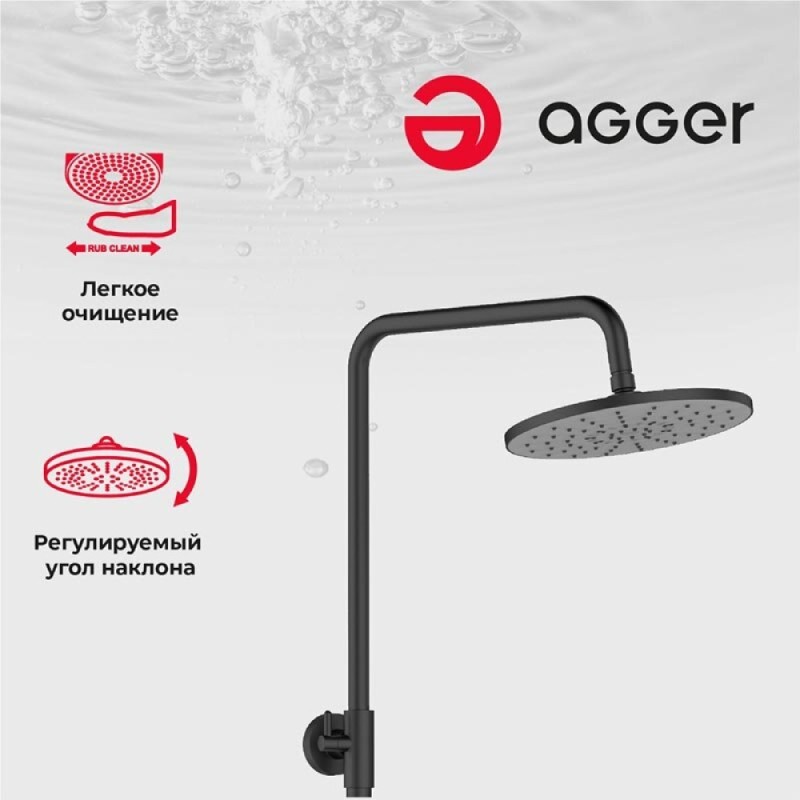 Душевая система Agger Thermo с термостатом, черный матовый, A2451244