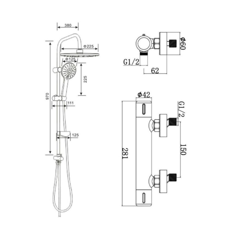 Душевая система Agger Thermo A2492200 с термостатом, хром