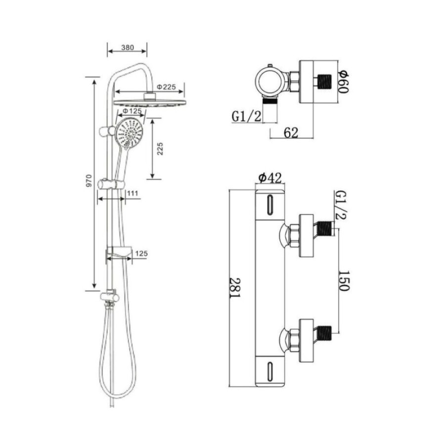 Душевая система Agger Thermo A2492200 с термостатом, хром