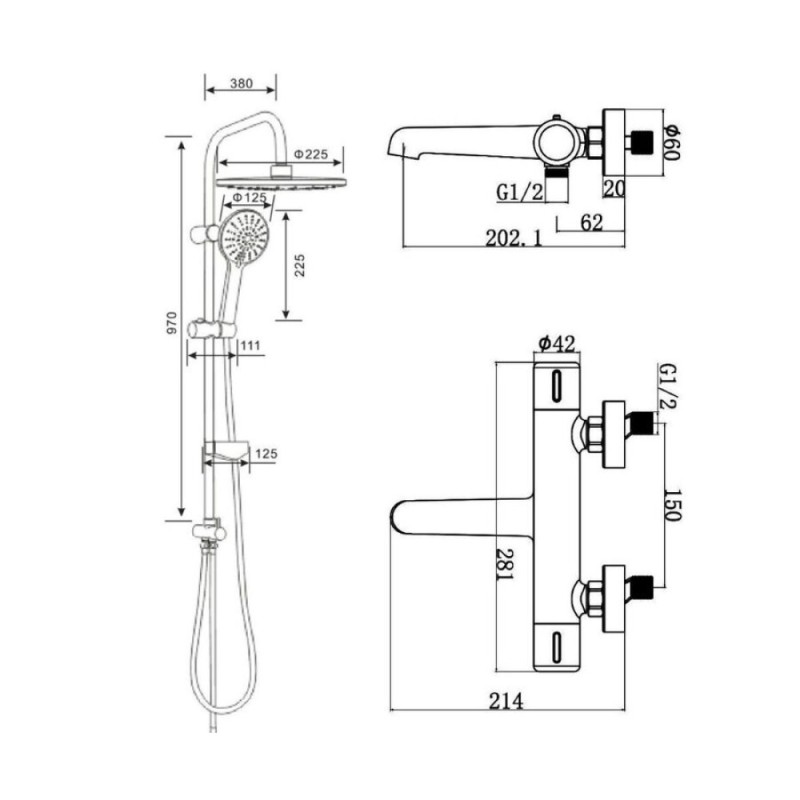 Душевая система Agger Thermo A2493500 с термостатом, хром
