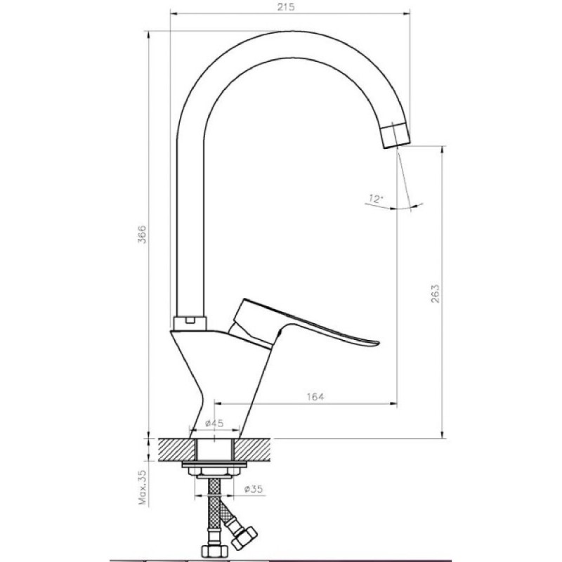 Смеситель Agger Nice A2500200 для кухни, хром