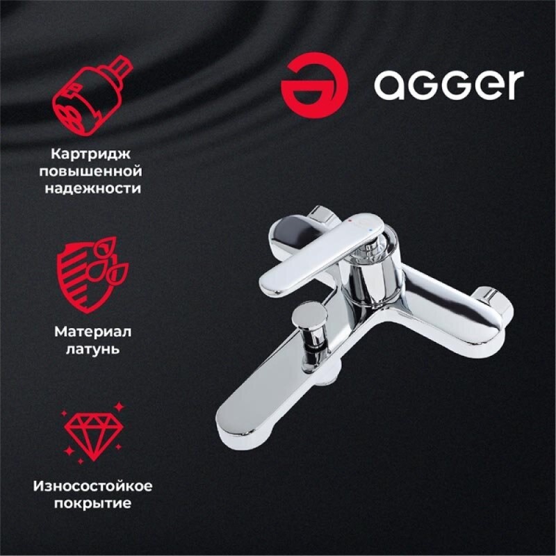 Душевая система Agger Beauty A2695000 с фиксированным изливом, хром глянцевый