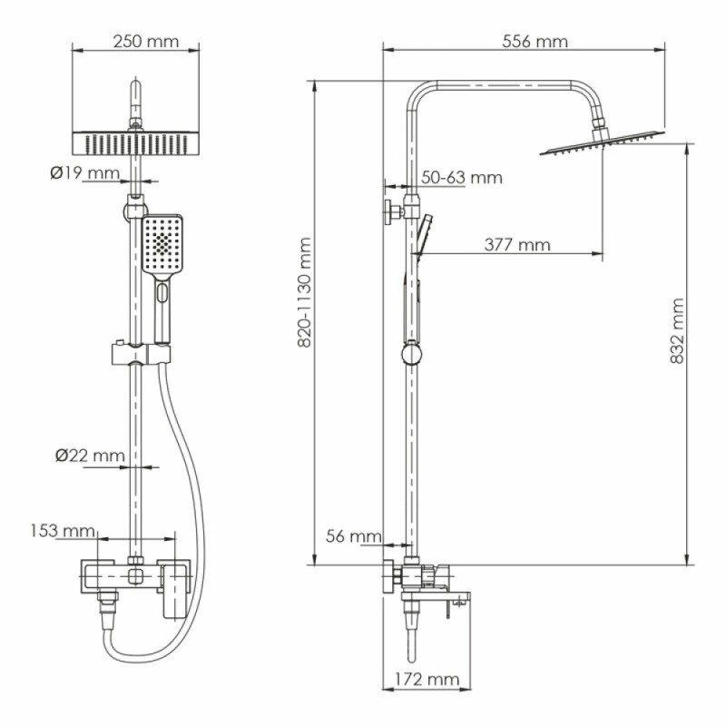 Душевая система WasserKRAFT, цвет - черный, A27701