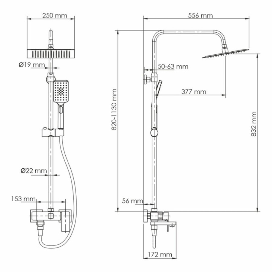 Душевая система WasserKRAFT, цвет - черный, A27701
