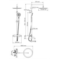 Душевая система WasserKRAFT A28801 с термостатом, с изливом, черная