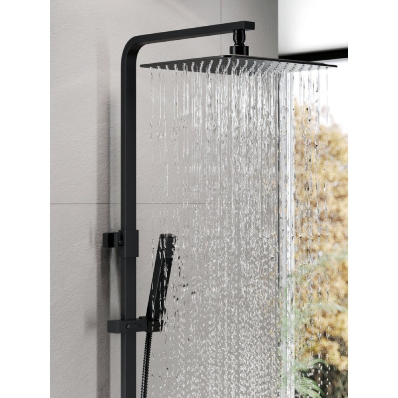 Душевая система Agger Great A2893344 с поворотным изливом, черный матовый