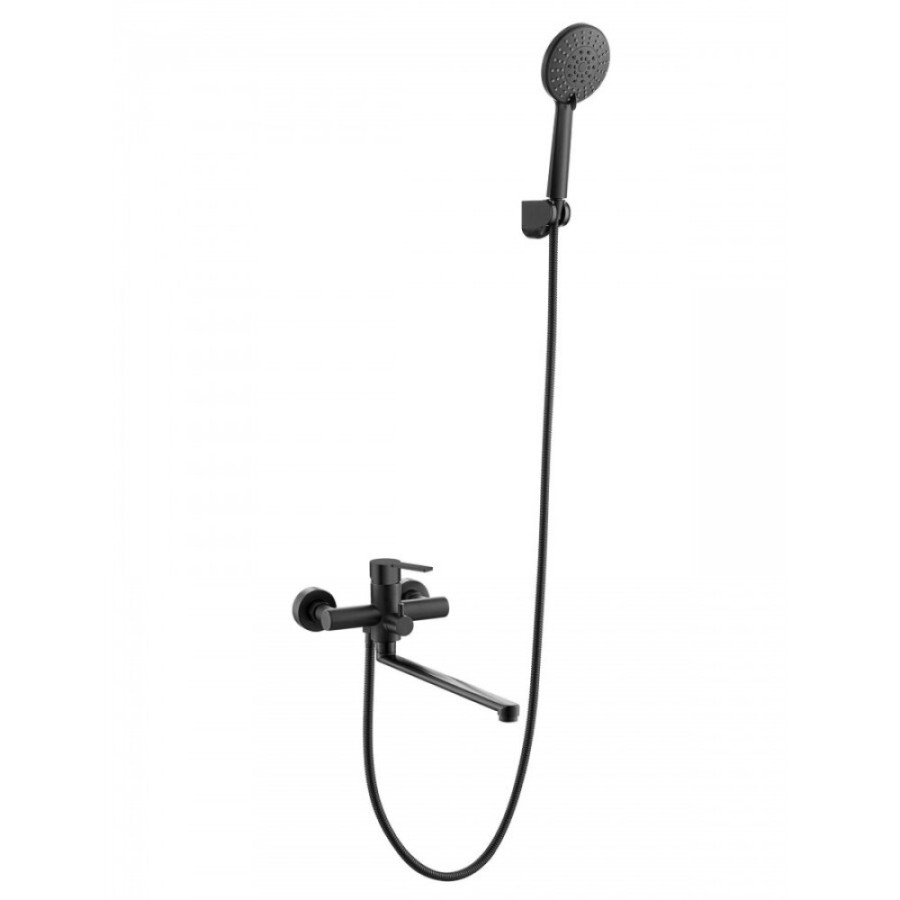 Смеситель Agger Easy A3121144, для ванны и душа, с душевым гарнитуром, черный матовый