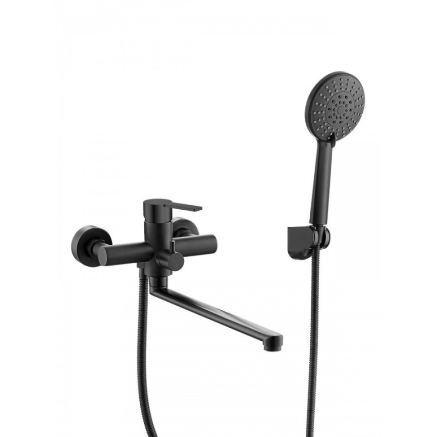 Смеситель Agger Easy A3121144, для ванны и душа, с душевым гарнитуром, черный матовый