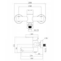 Смеситель Agger Easy A3121244, для ванны и душа, с душевым гарнитуром, черный матовый