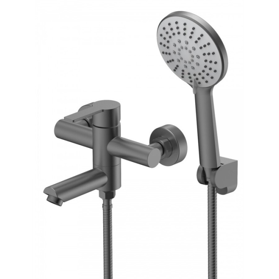 Смеситель Agger Easy A3121255, для ванны и душа, с душевым гарнитуром, PVD оружейная сталь матовая