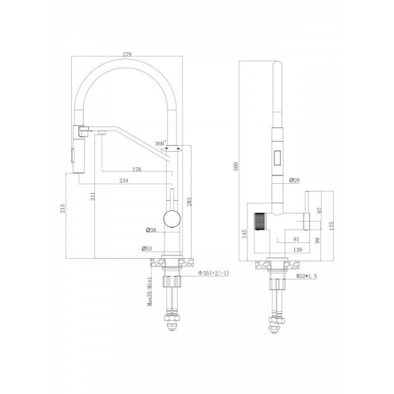 Смеситель Agger Elegant A3241422, для кухонной мойки, с подключением к фильтру, PVD сатин матовый/черный