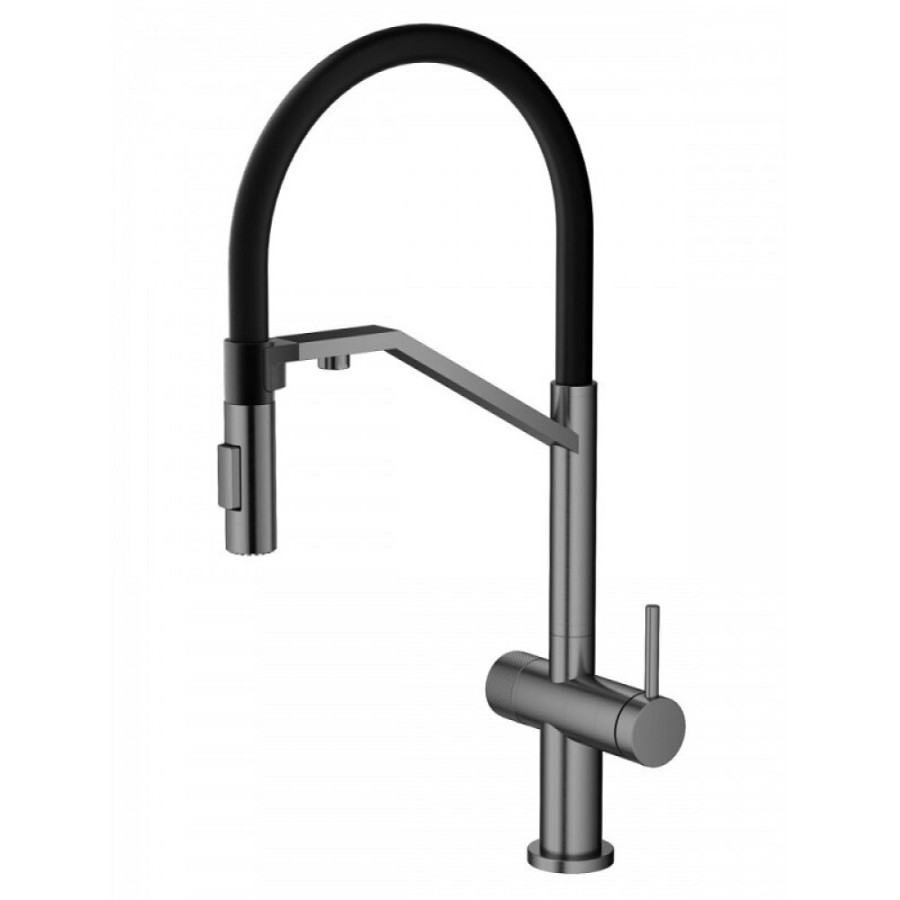 Смеситель Agger Elegant A3241455, для кухонной мойки, с подключением к фильтру, PVD оружейная сталь матовая/черный