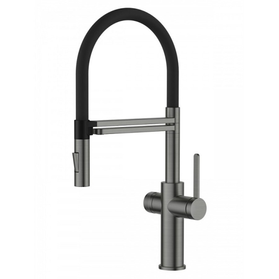 Смеситель Agger Elegant A3252555, для кухонной мойки, с подключением к фильтру, PVD оружейная сталь матовая/черный