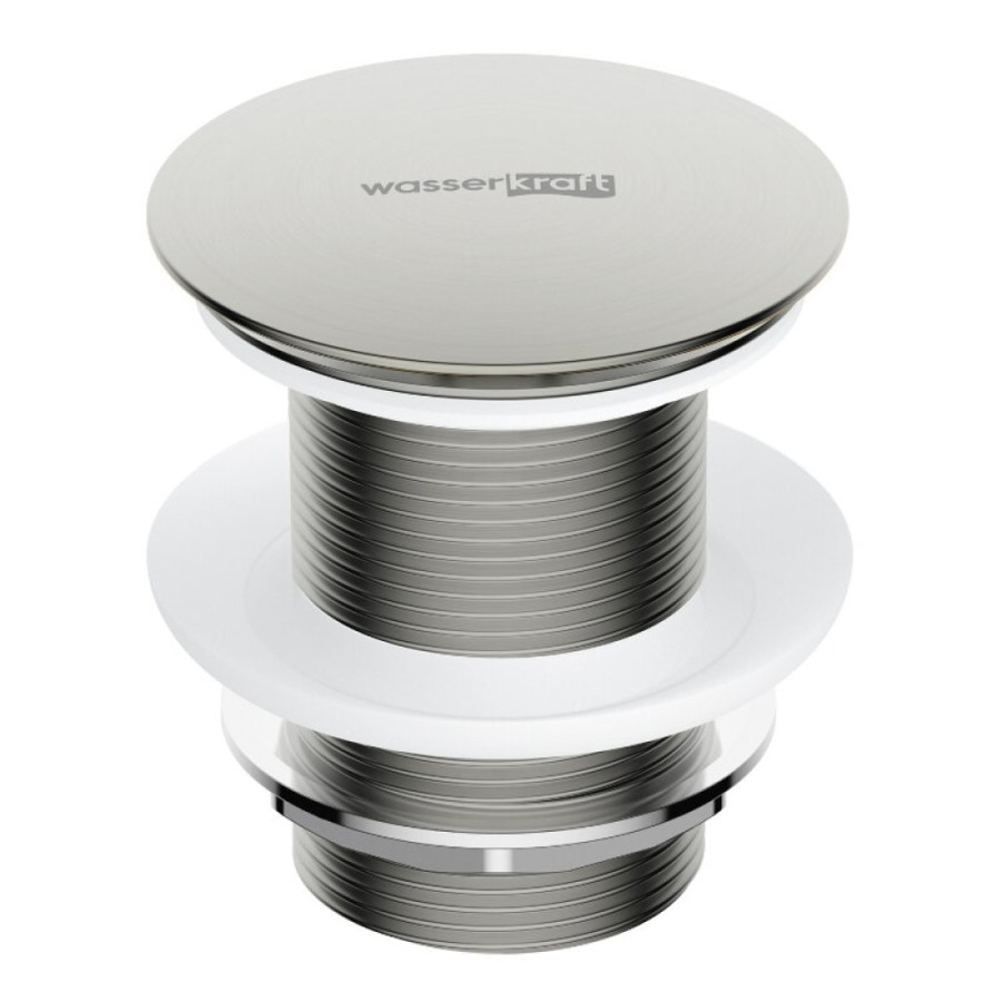 Донный клапан Wasserkraft A342, Push-up, с переливом, никель