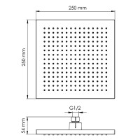 Верхний душ WasserKRAFT A358, 25 x 25 см, цвет никель