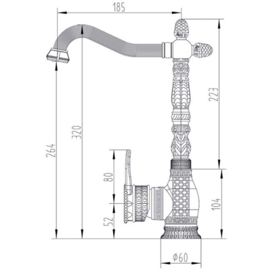 Смеситель Zorg Antic A 422 K-BR для кухонной мойки, античная бронза