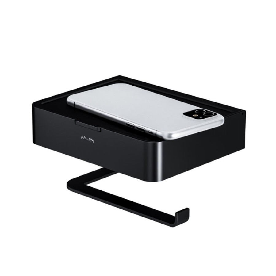 Держатель для туалетной бумаги Am.Pm Inspire 2.0 A50A341522 с коробкой и подставкой под телефон, черный матовый