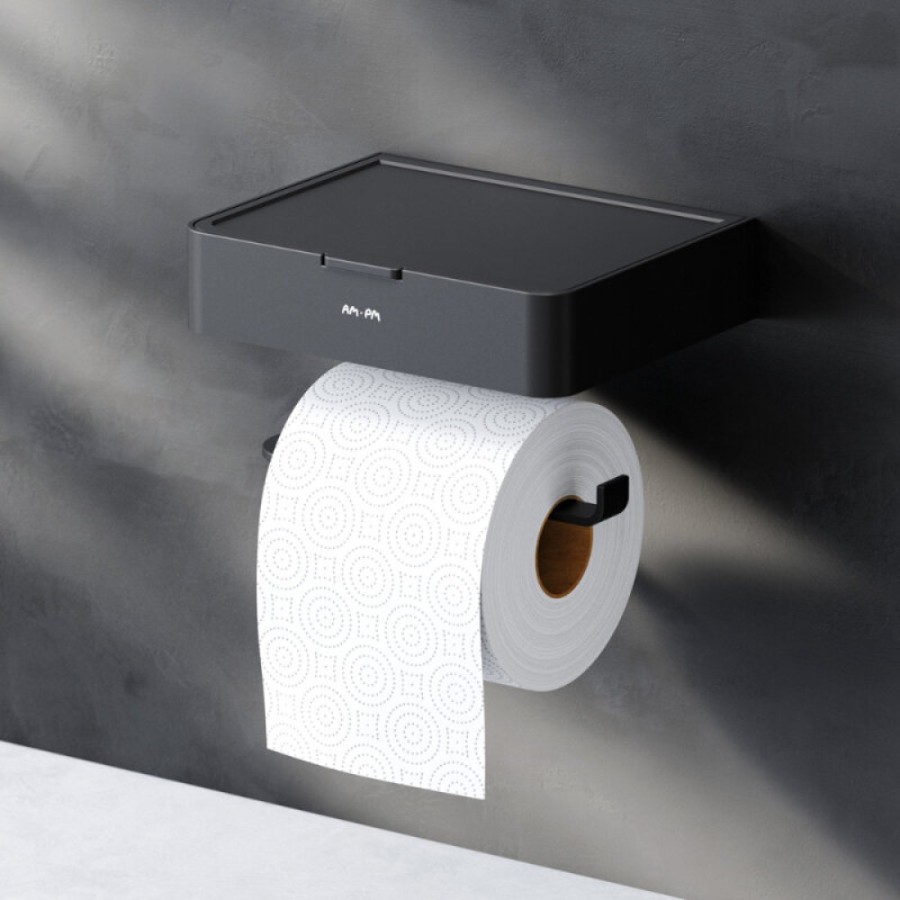 Держатель для туалетной бумаги Am.Pm Inspire 2.0 A50A341522 с коробкой и подставкой под телефон, черный матовый