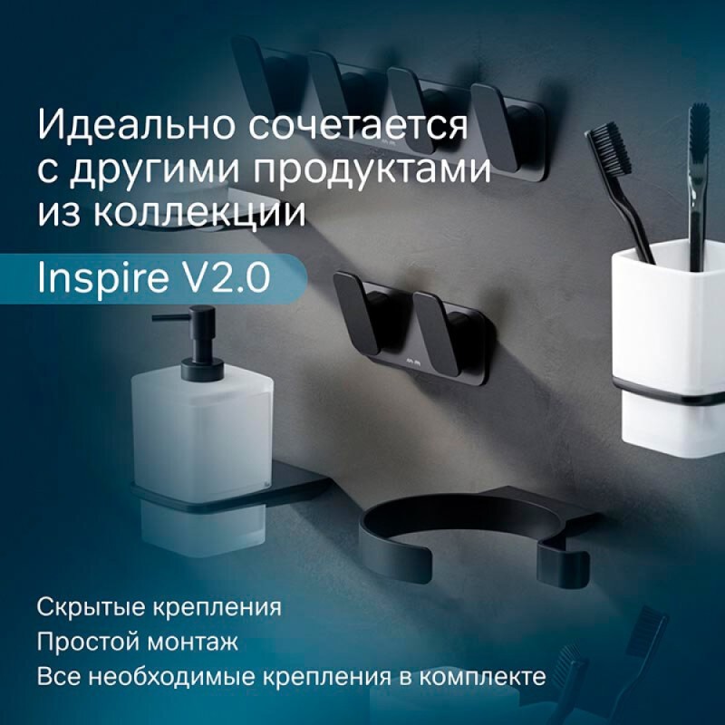 Двойной крючок Am.Pm Inspire 2.0 A50A35622 для полотенец, черный матовый