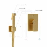 Гигиеничекий душ WasserKRAFT Aisch A5551.184.237.213, со смесителем, PVD золото матовое