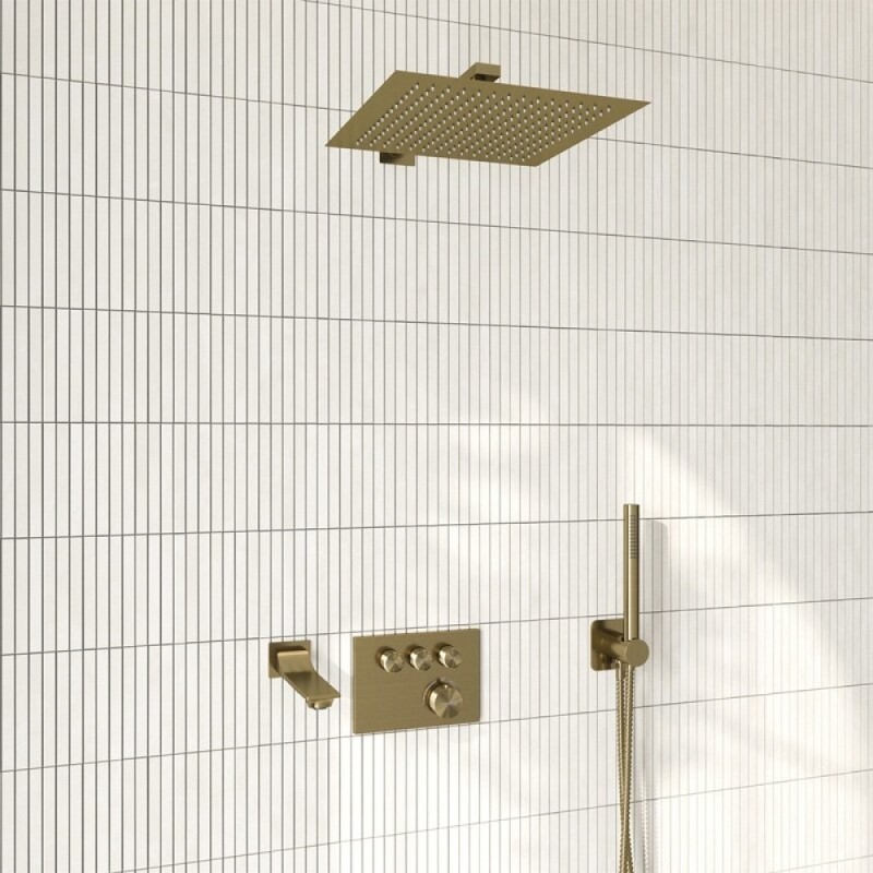 Душевая система WasserKRAFT Aisch A5558.180.198.285.194.286.174 Thermo, термостатическая, PVD золото матовое
